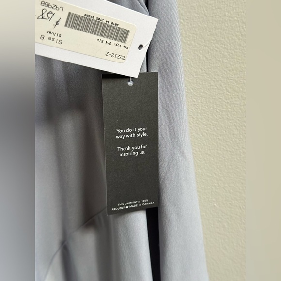 NEW Simpli Bop Top 3/4th Sleeve Silver/Gray Tunic Hi-Lo Blouse Women’s 8 Canada - Picture 5 of 11